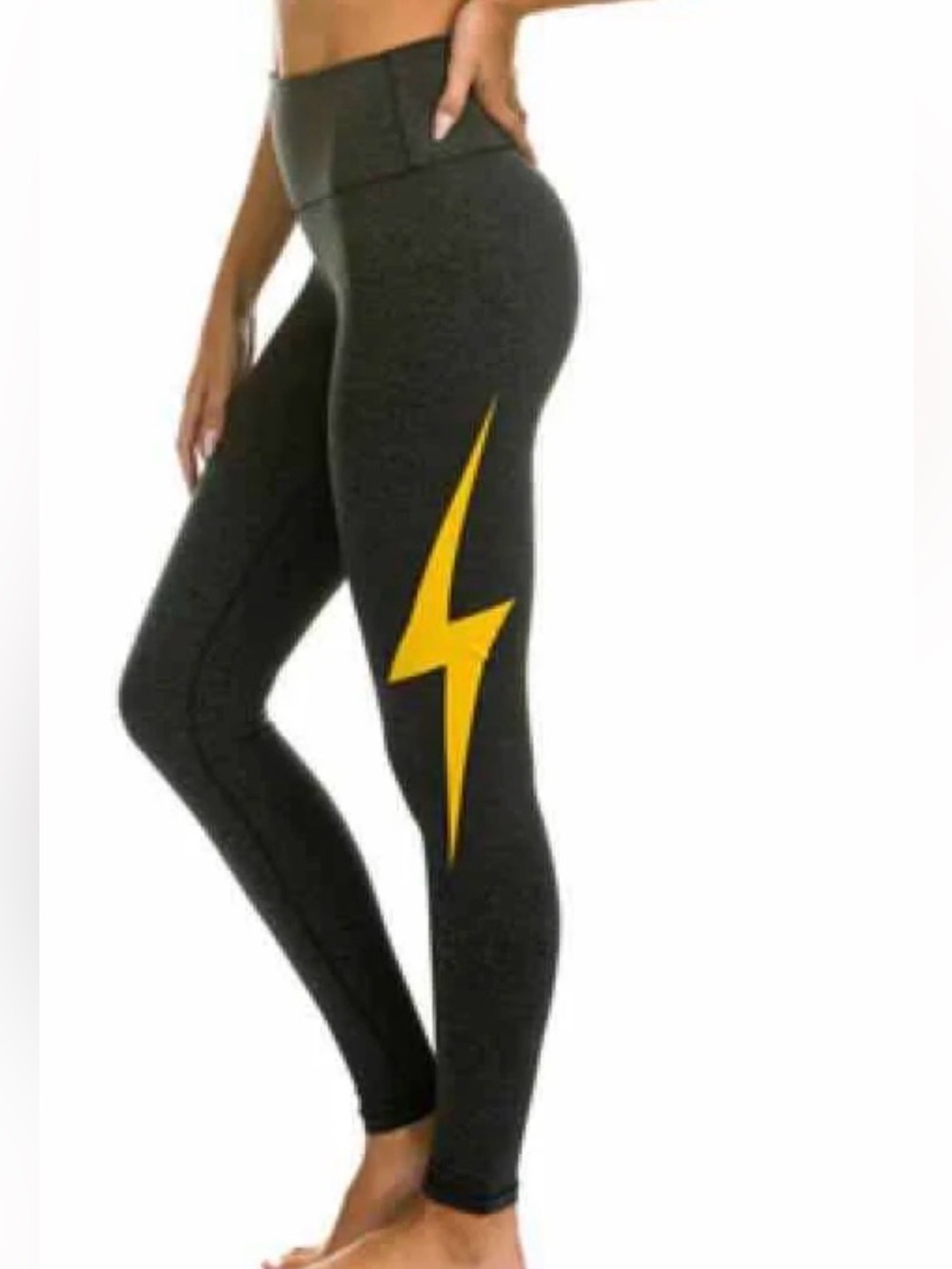 Women’s Gray Leggings with Yellow Lightning